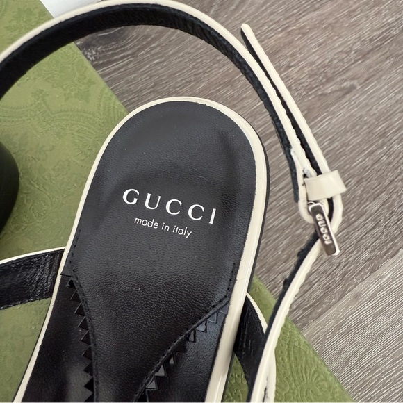 GUCCI Divine Leather Slingback Sandals white 9 - Picture 4 of 7